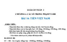 Giáo án Toán 2 chương 6 bài 14: Tiền Việt Nam