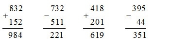 Giải câu 2 cộng, trừ các số có ba chữ số