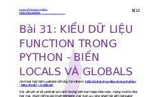 Bài 31: Kiểu dữ liệu Function trong Python - Biến locals và globals