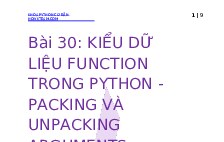 Bài 30: Kiểu dữ liệu Function trong Python - Packing và unpacking arguments