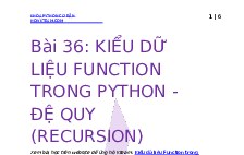 Bài 36: Kiểu dữ liệu Function trong Python - Đệ quy (recursion)