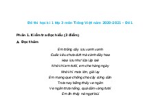 Đề thi học kì 1 lớp 3 môn Tiếng Việt năm 2020-2021