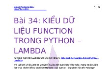 Bài 34: Kiểu dữ liệu function trong Python – Lambda