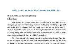 Đề thi học kì 1 lớp 4 môn Tiếng Việt năm 2020-2021