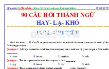 90 câu hỏi thành ngữ hay, lạ, khó - cô Phạm Liễu