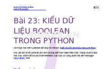 Bài 23: Kiểu dữ liệu Boolean trong Python