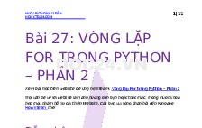 Bài 27: Vòng lặp For trong Python Phần 2