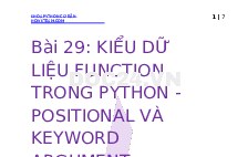 Bài 29: Kiểu dữ liệu Function trong Python - Positional và keyword argument