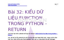 Bài 32: Kiểu dữ liệu Function trong Python - Return