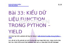Bài 33: Kiểu dữ liệu function trong Python – Yield