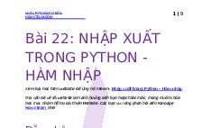 Bài 22: Nhập xuất trong Python - Hàm nhập